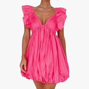 Vibrant Pink Ruffled Mini Dress
